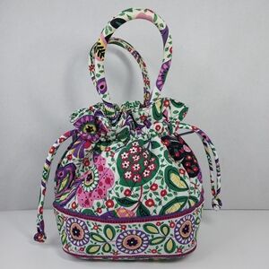 Vera Bradley Emma Viva La Vera Quilted Bucket Tote Bag Drawstring Hand Purse
